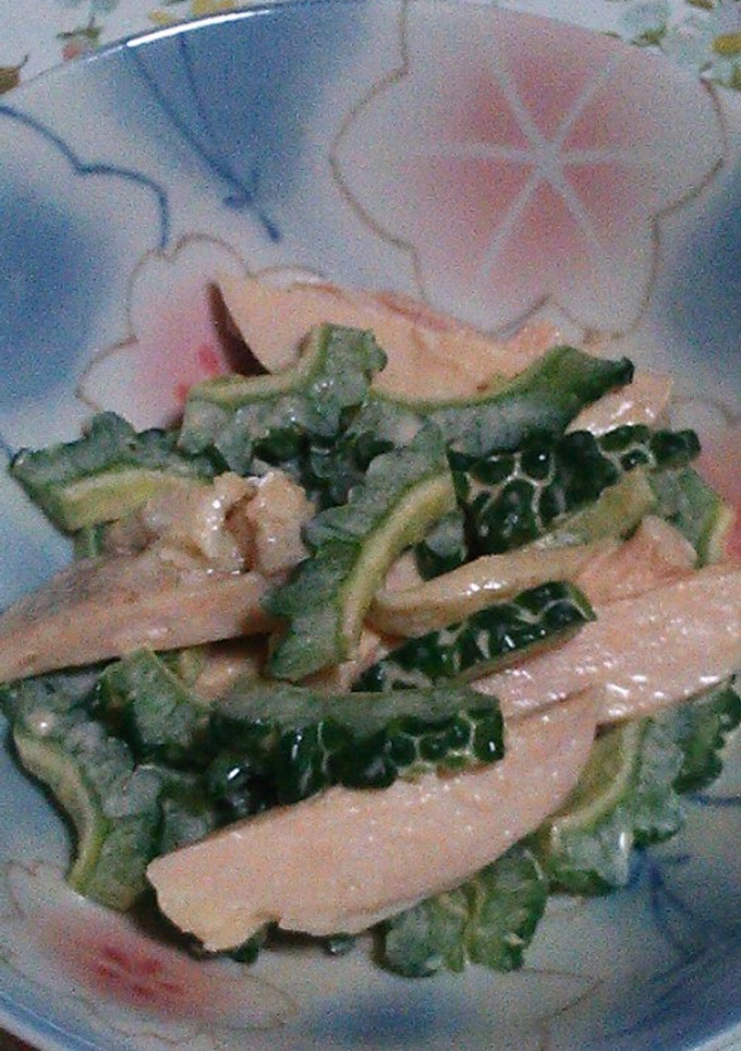 ゴーヤと蒸し鶏のマヨ醤油和え-レシピのメイン写真