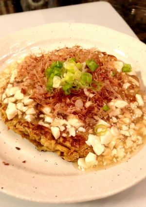 食感楽しい豆腐あんかけの蓮根お好み焼き-レシピのメイン写真