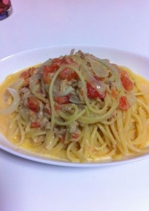 ツナのトマトクリームチーズパスタ-レシピのメイン写真