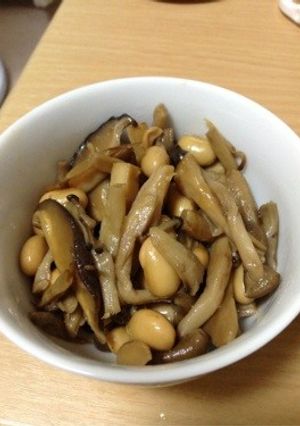 きのこと大豆の炒り煮(覚書)-レシピのメイン写真