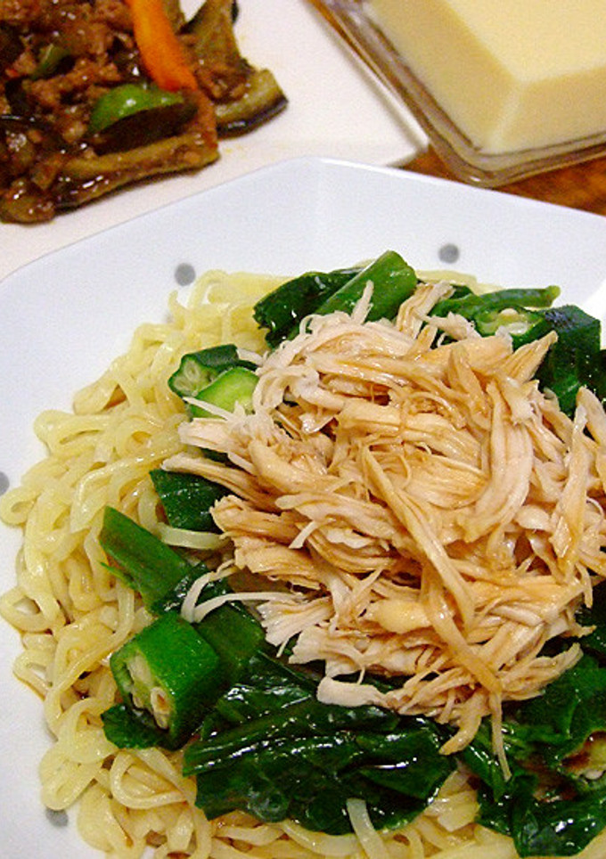 蒸し鶏とねばねば野菜の冷やし中華-レシピのメイン写真