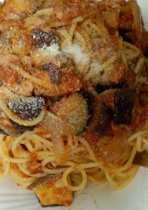 ソース作りあっという間のナストマトスパ-レシピのメイン写真