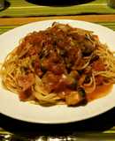 椎茸・シメジのトマトクリームパスタ
