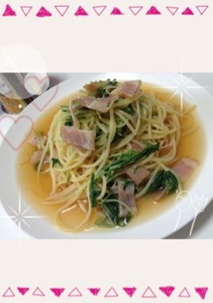 水菜とベーコンのパスタ-レシピのメイン写真