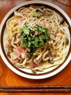 シャキッ! 野沢菜の和風パスタ♪♪-レシピのメイン写真