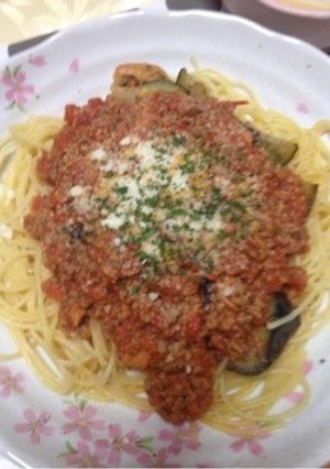 茄子と海老のミートソースパスタ-レシピのメイン写真