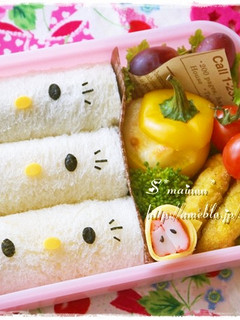 キティちゃんのクルクルサンド☆キャラ弁-レシピのメイン写真