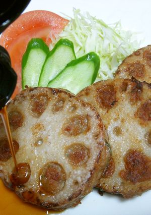 ポン酢で(*´∀｀)レンコンのはさみ焼き-レシピのメイン写真