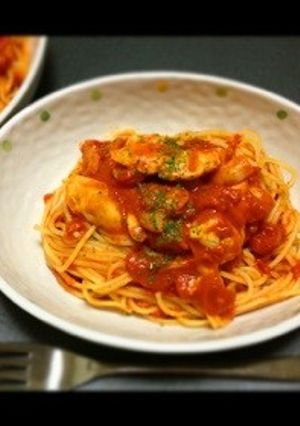 ササミ入り海鮮トマトパスタ♡-レシピのメイン写真