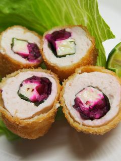 鶏ささみの赤柴漬けチーズ巻きフライ-レシピのメイン写真