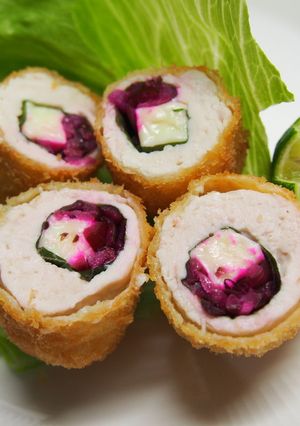 鶏ささみの赤柴漬けチーズ巻きフライ-レシピのメイン写真