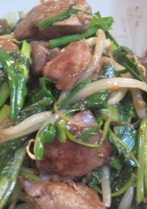 空芯菜でレバニラ炒め-レシピのメイン写真