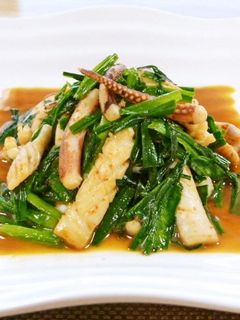 いかとにらの麺つゆマヨ炒め♪-レシピのメイン写真