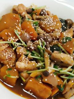 ★美肌レシピ★かぼちゃ・豆苗の甘辛炒め-レシピのメイン写真