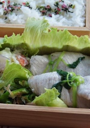 豚しゃぶ三つ葉巻き。のお弁当-レシピのメイン写真