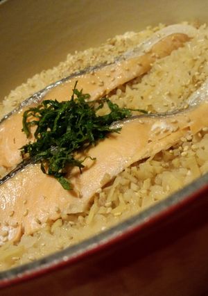 ”ル・クルーゼで作る”鮭の炊き込みご飯-レシピのメイン写真