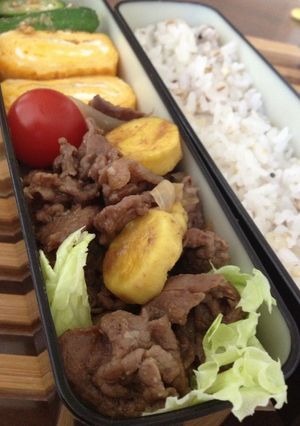＊お弁当に＊牛肉とさつまいもの塩麹炒め-レシピのメイン写真