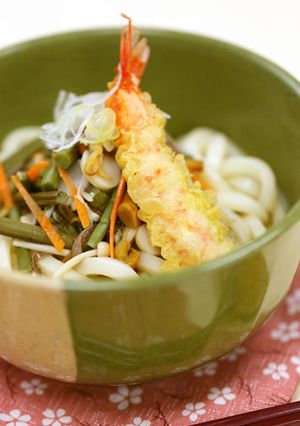 海老天入り❖山菜うどん　-レシピのメイン写真