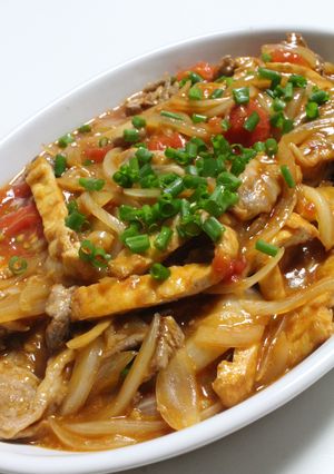 豚薄切り肉＋塩麹de玉ねぎトマトの炒め物-レシピのメイン写真