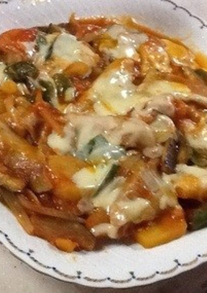 豚肉とナスと野菜のトマトチーズ焼き-レシピのメイン写真