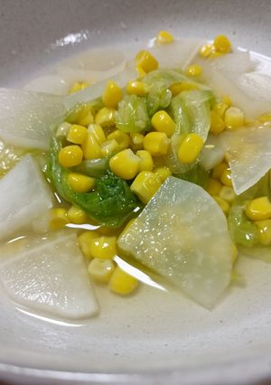 大根とレタスとコーンの白だし煮-レシピのメイン写真