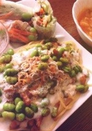 枝豆とチキンのクリームパスタ-レシピのメイン写真