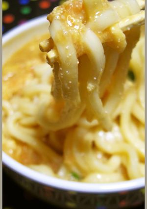 めんつゆで明太あんかけ玉子とじのおうどん-レシピのメイン写真
