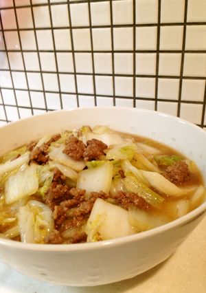 秋のおすすめ☆挽き肉と白菜のさっぱり煮-レシピのメイン写真