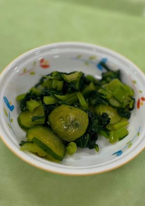 ≪学校給食≫こまつなときゅうりのあえもの-レシピのメイン写真