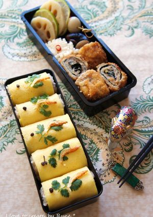 エスニックオレンジとんかつ風肉巻き弁当-レシピのメイン写真