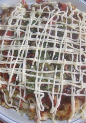 オクラとトマト入りお好み焼き-レシピのメイン写真