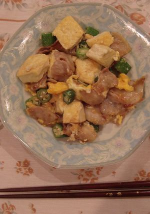 豆腐と豚バラ、オクラのチャンプルー-レシピのメイン写真