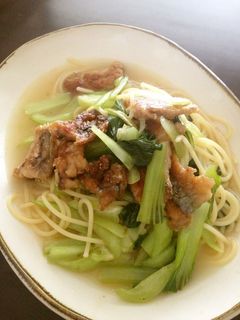 簡単★秋刀魚とちんげん菜のうまうまパスタ-レシピのメイン写真