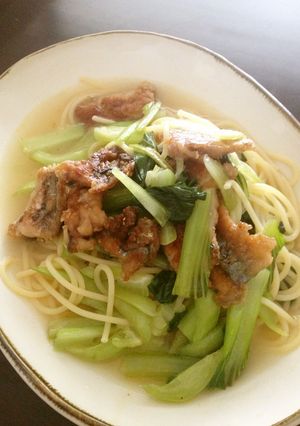 簡単★秋刀魚とちんげん菜のうまうまパスタ-レシピのメイン写真