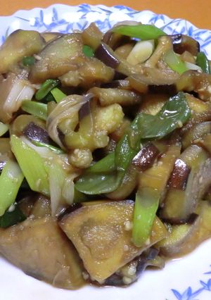 ノンオイル♪茄子と長ネギの醤油炒め-レシピのメイン写真