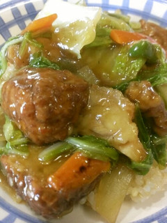 余った肉団子と唐揚げで中華丼★リメイク-レシピのメイン写真