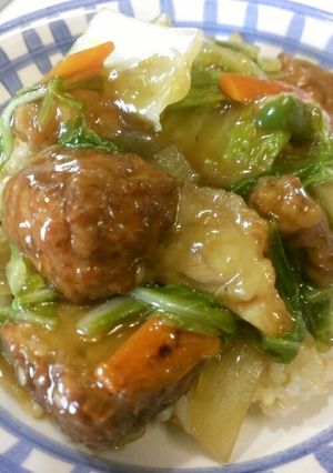 余った肉団子と唐揚げで中華丼★リメイク-レシピのメイン写真