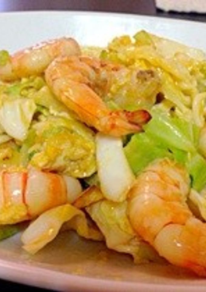 うまうま！エビとキャベツの卵とじ-レシピのメイン写真