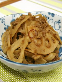 れんこんとひき肉のきんぴら-レシピのメイン写真