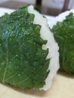 青シソ塩漬け&シソの葉おにぎり-レシピのメイン写真