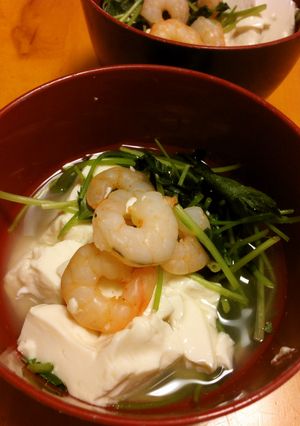 海老と三つ葉の湯豆腐-レシピのメイン写真