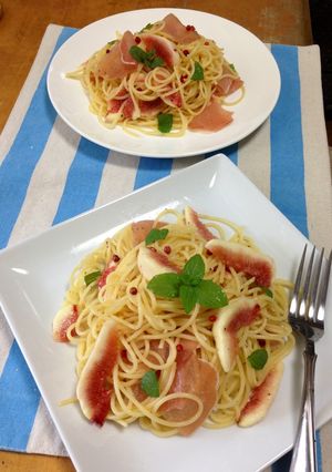 生ハム&無花果の冷たいパスタ ミント風味-レシピのメイン写真