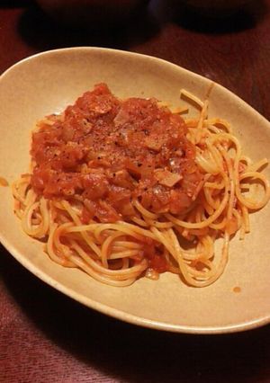 素材の味で♡ベーコンのトマトソースパスタ-レシピのメイン写真