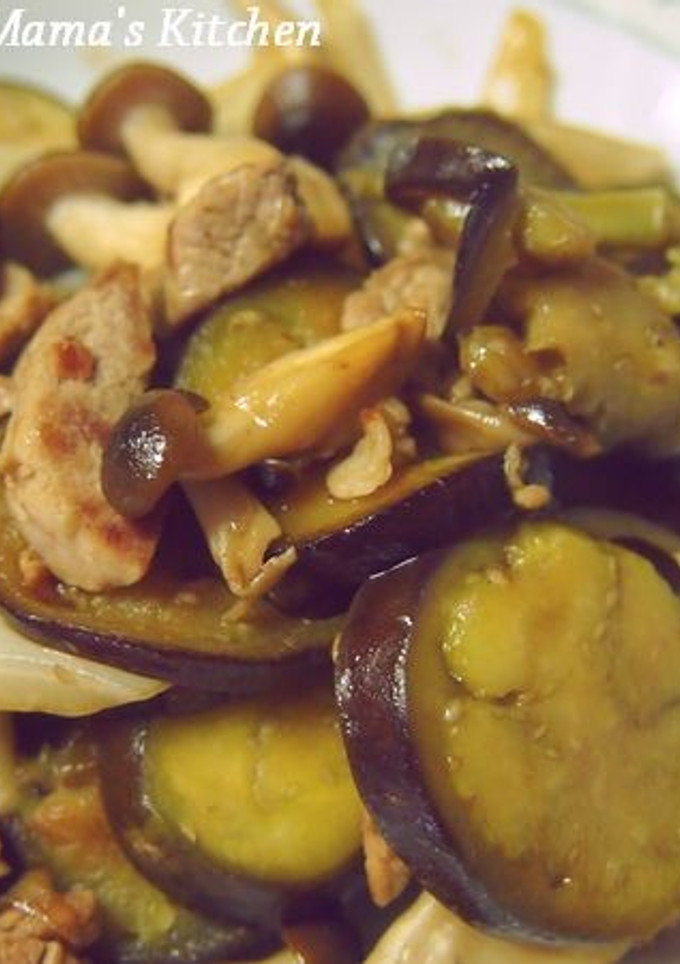 秋ナスとシメジの豚肉炒め-レシピのメイン写真