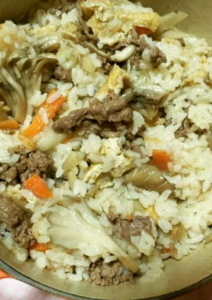 牛肉とごぼうと舞茸の混ぜご飯♫-レシピのメイン写真