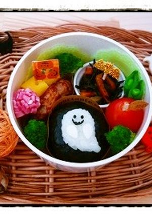 ♡ぺたっとハロウィンおばけのお弁当♡-レシピのメイン写真