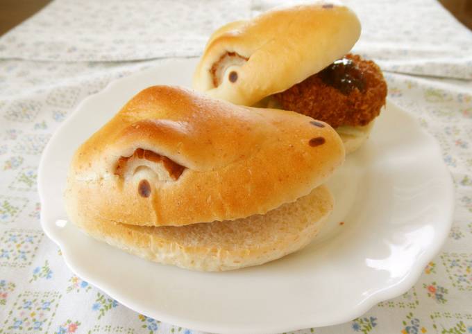 珍お面 ハンドメイド (アンパン風) （恐竜パン♪ ティラノ風バーガー 