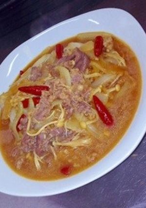 激ウマ激辛エノキ肉煮込み丼に出し汁絶賛-レシピのメイン写真