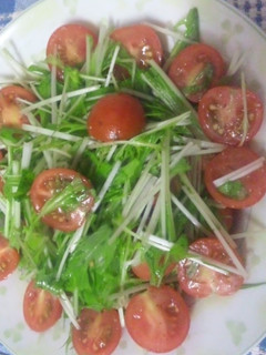 簡単トマトと水菜のサラダ-レシピのメイン写真