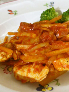 ごぼうとチキンのトマト煮-レシピのメイン写真